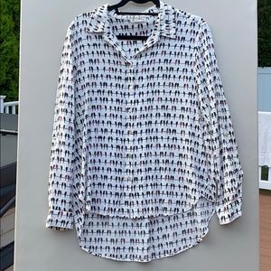 Bird pattern button down shirt retro